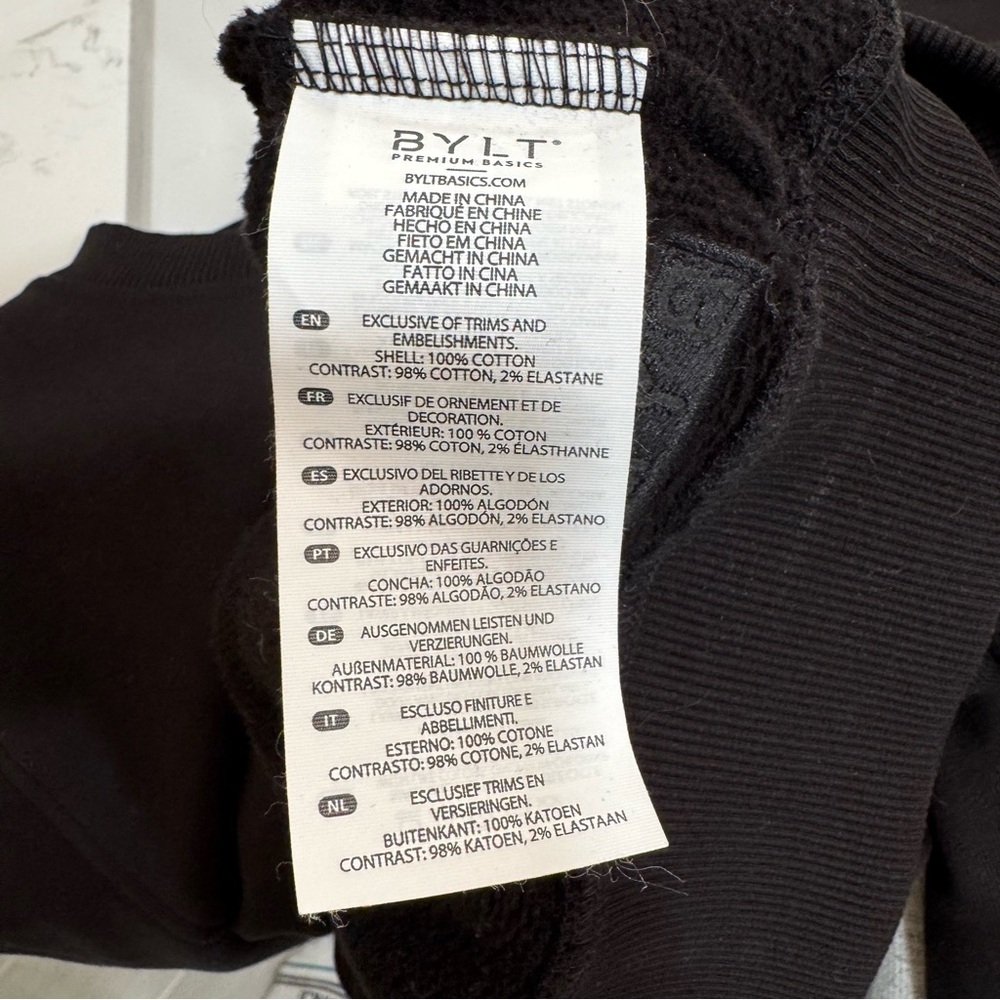 BYLT Women’s Jade Fleece Classic Crew Sweatshirt Black Size XL - Picture 8 of 11